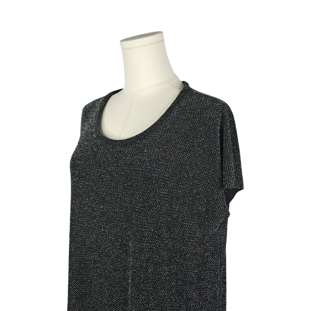 Zara Collection B Metallic Sparkle Short Sleeve Side Split Tunic Top Sz. L - Picture 3 of 5
